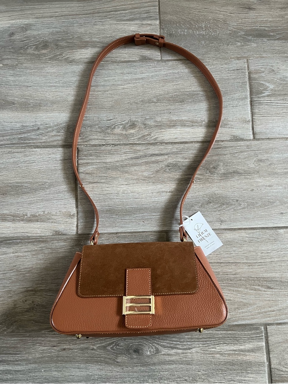 Lilium Firenze Genuine Leather Brown Suede Shoulder bag - Picture 15 of 17